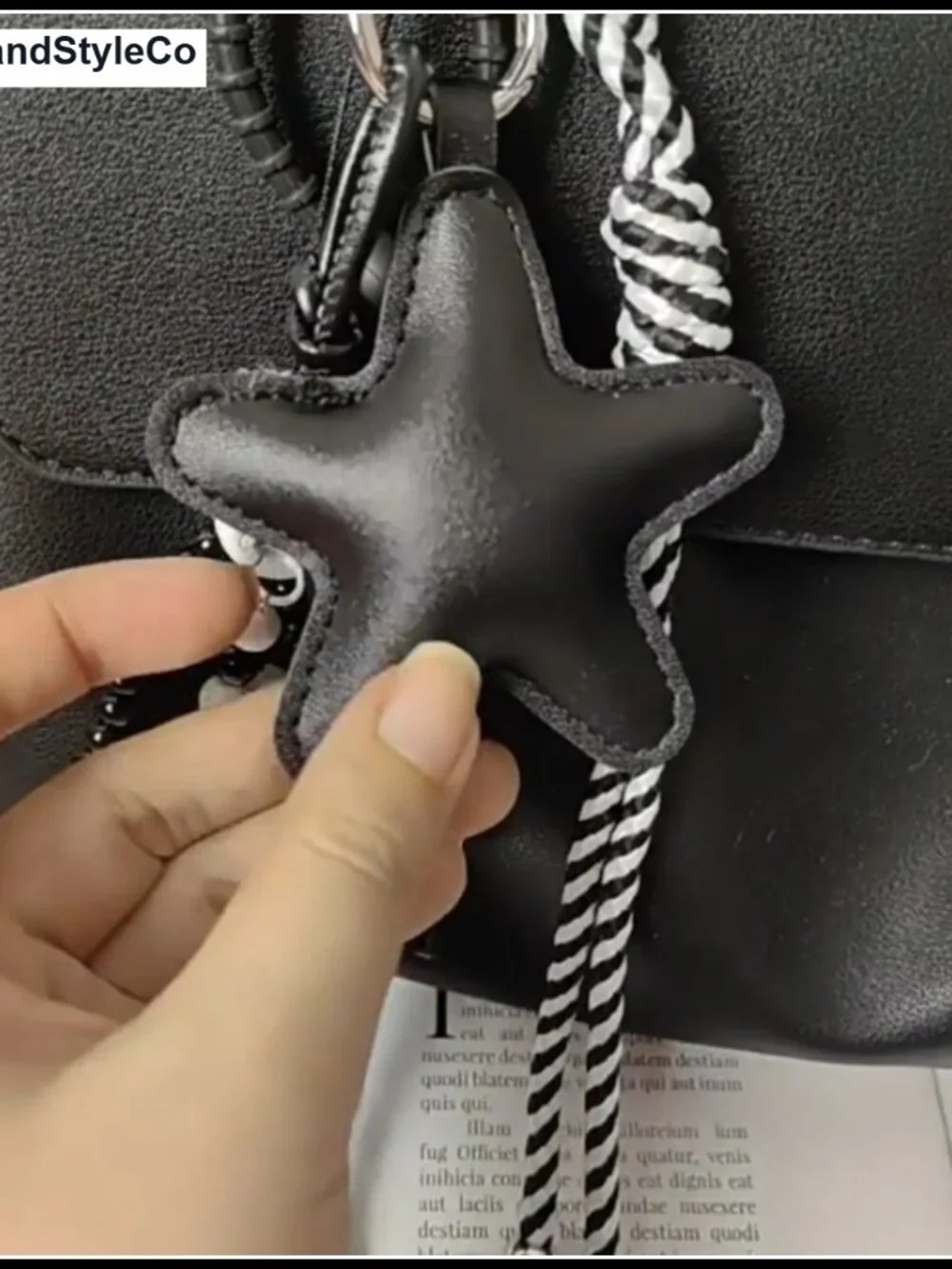 Leather Pentagram Bag Charm Keychain